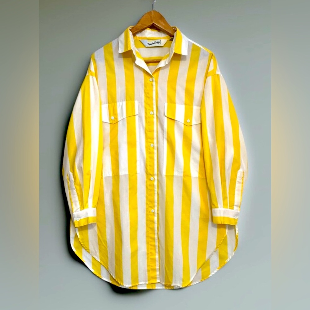 Vintage 80’s Diane Von Furstenberg Oversided Striped Shirt | Size M